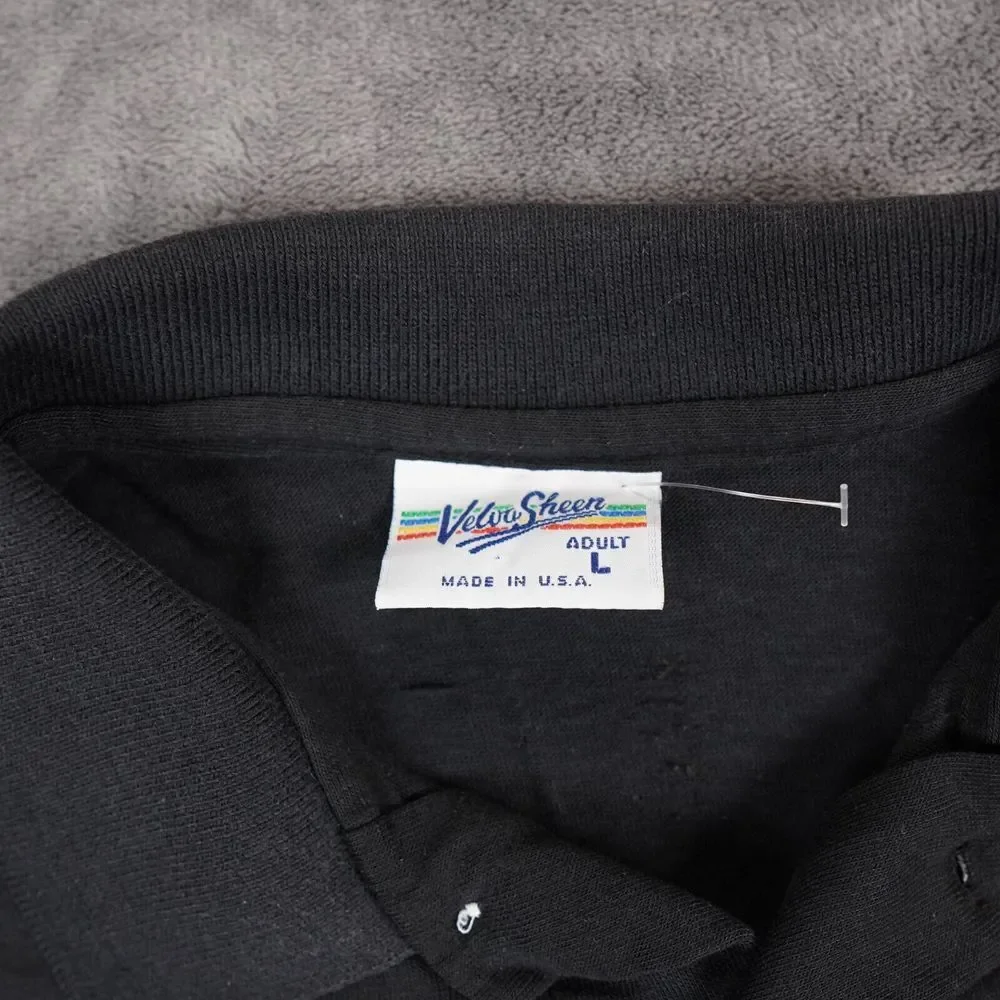 Vintage Florida Polo Shirt Mens Large Black Mickey Mouse 80s Velva Sheen Logo‎